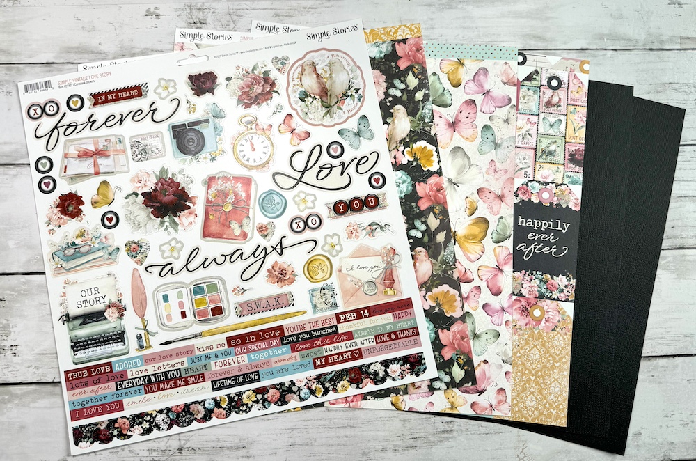 SIMPLE STORIES SIMPLE VINTAGE LOVE STORY SINGLE SHOT KIT:$7.50