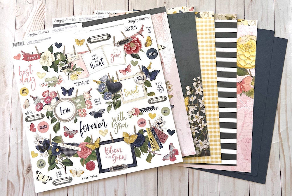 SIMPLE STORIES VINTAGE INDIGO GARDEN SINGLE SHOT KIT;$9.25
