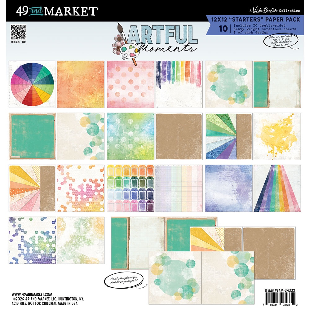 49 AND MARKET ARTFUL MOMENTS 12X12 STARTERS PAPER PACK:$15.50