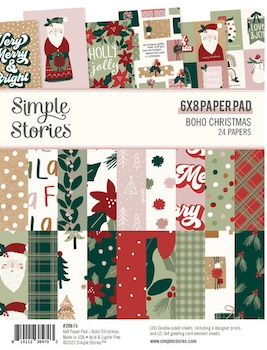 SIMPLE STORIES BOHO CHRISTMAS 6X6 PAPER PAD:$7.50