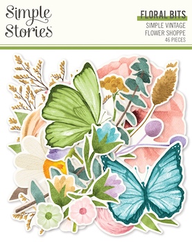 SIMPLE STORIES SIMPLE VINTAGE FLOWER SHOPPE FLORAL BITS:$5.50