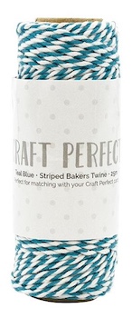 CRAFT PERFECT STRIPED BAKER'S TWINE - TEAL BLUE:$2.95