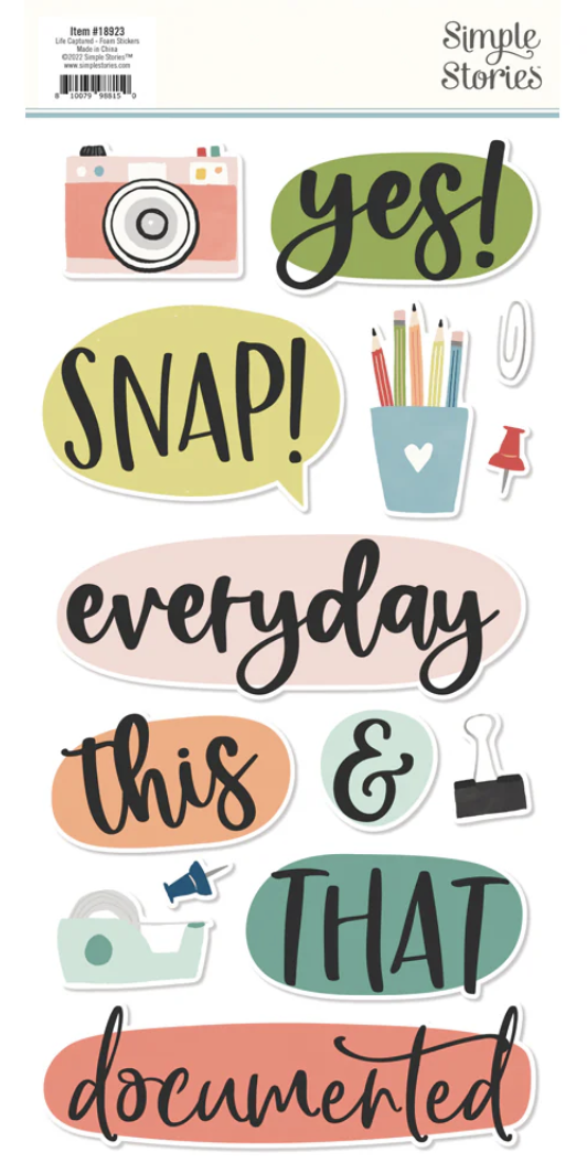 SIMPLE STORIES FOAM STICKERS LIFE CAPTURED;$5.00