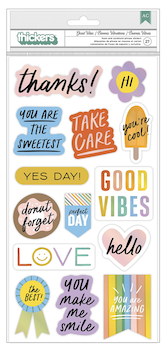 AMERICAN CRAFTS THICKERS FOAM AND CARDSTOCK PHRASE STICKERS GOOD VIBES;$5.00 <span class='red' style='font-weight:bold;'>SALE: $2.50</span>